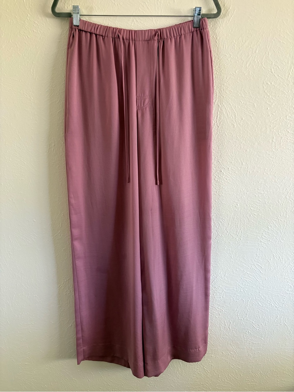 Vince Dusty Rose Satin Wide Leg Drawstring Pants Size M NWOT